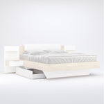 Ágyneműtartós ágykeret két éjjeliszekrénnyel fehér és tölgy színben AS105