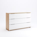 Tölgy és fehér színű három fiókos komód AS63