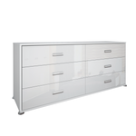 Hat fiókos magasfényű fehér komód BL66WB