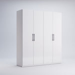 Négy ajtós sarokpántos gardróbszekrény fényes fehér ajtókkal FM14