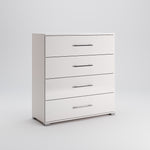 Négy fiókos magas fényű fehér komód FM64