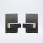 Éjjeliszekrény szett egy fiókkal matt láva és kraft tölgy színben LN32