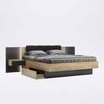 Éjjeliszekrény szett egy fiókkal matt láva és kraft tölgy színben LN32