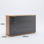 Három fiókos tölgy és matt láva színű komód RA63