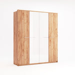Négy ajtós gardróbszekrény fehér és tölgy színben NK25